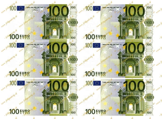 Jedlé peniaze 100 eurobankovky