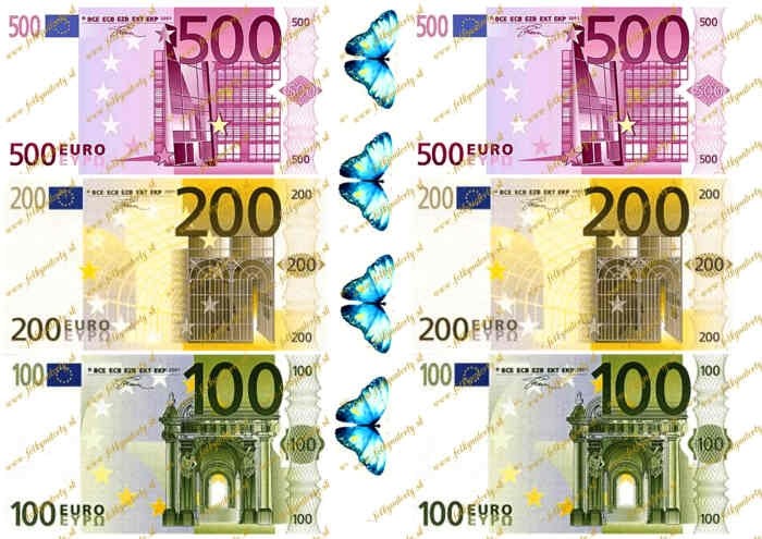 Jedlé peniaze 100, 200, 500 eurobankovky mix 