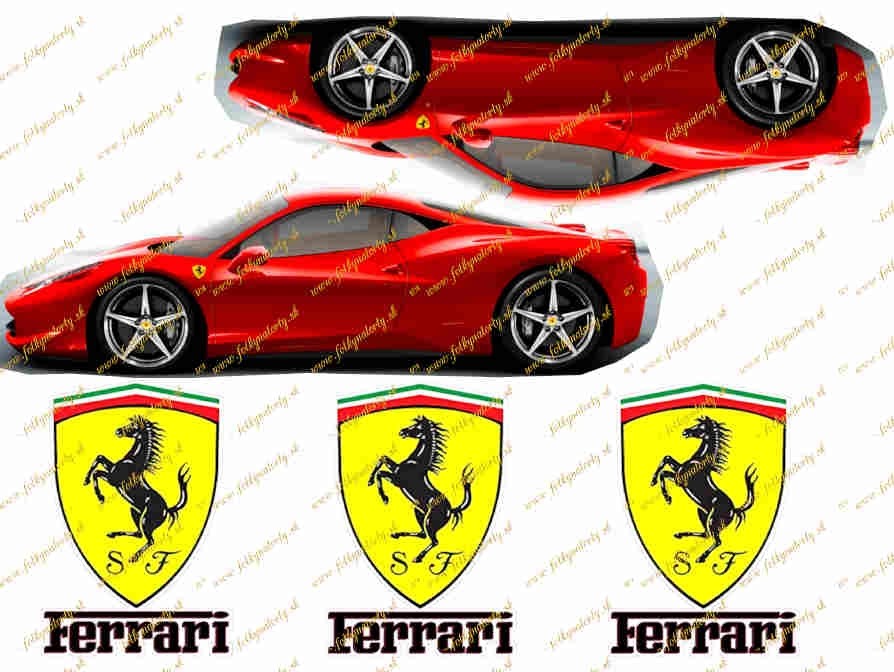 Jedlý obrázok na vystrihnutie - autá a logá Ferrari