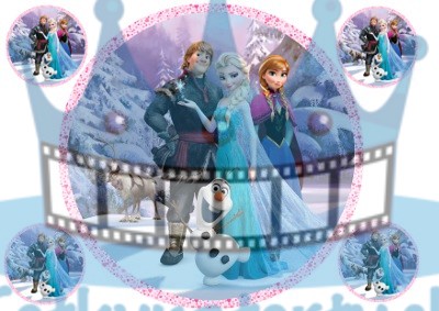 Elsa a Anna Olaf Sven Kristof Frozen ľadové kráľovstvo - jedlá tortová oblátka / na tortu / jedlý tortový obrázok/ Fotky na torty / jedlé obrázky