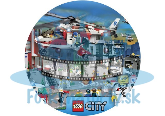 Lego City Zdravotníci KRUH - jedlý obrázok / oblátka na tortu / Fotky na torty