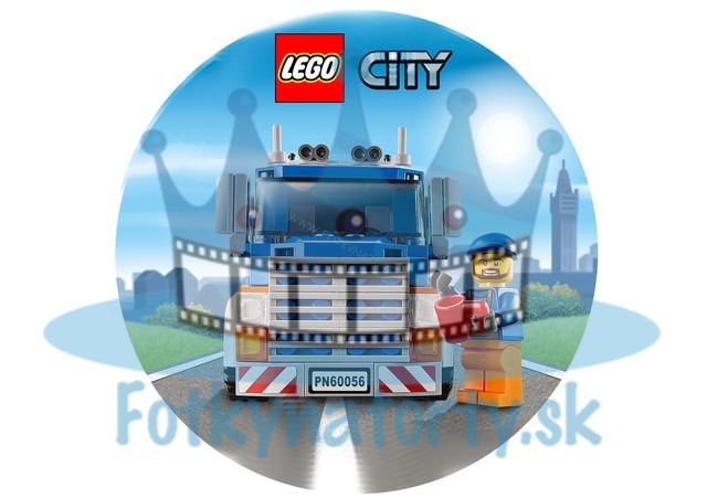 Lego City Nákladné auto KRUH - jedlý obrázok / oblátka na tortu / Fotky na Torty