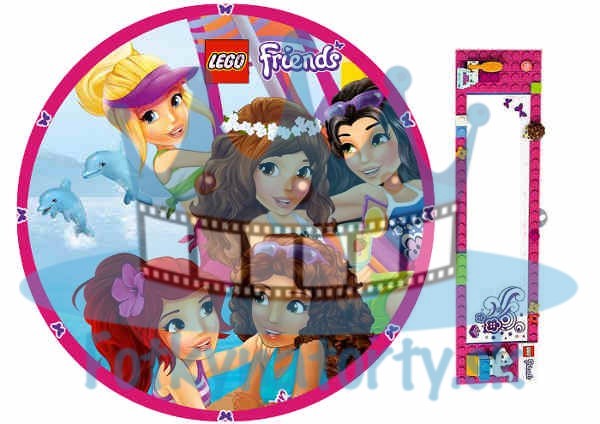 Lego Friends okrúhly jedlý obrázok na tortu / jedlá tortová oblátka / na tortu / jedlý tortový obrázok/ Fotky na torty