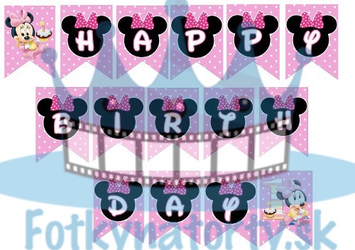 Minnie 1 ročik jedlé obrázky HAPPY BIRTHDAY na tortu / na mafiny / jedlý obrázok / na tortu pre dievčatko