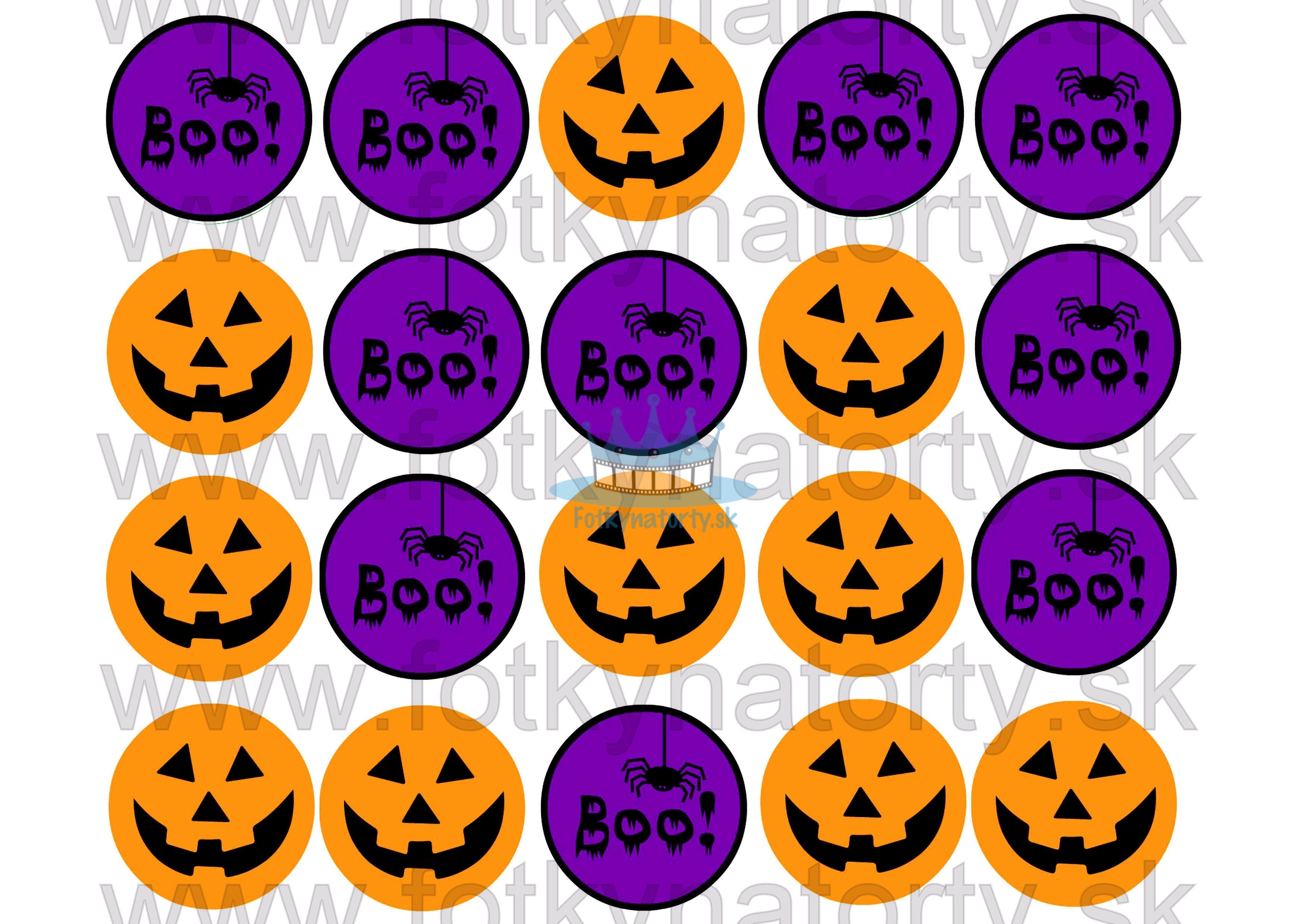 Halloweenske dekorácie na muffiny - 20 ks - jedlé dekorácie na zákusky, medovníčky a iné dobrôtky / na tortu / jedlé tortové obrázky / dekorácie na pečenie/ Fotky na torty