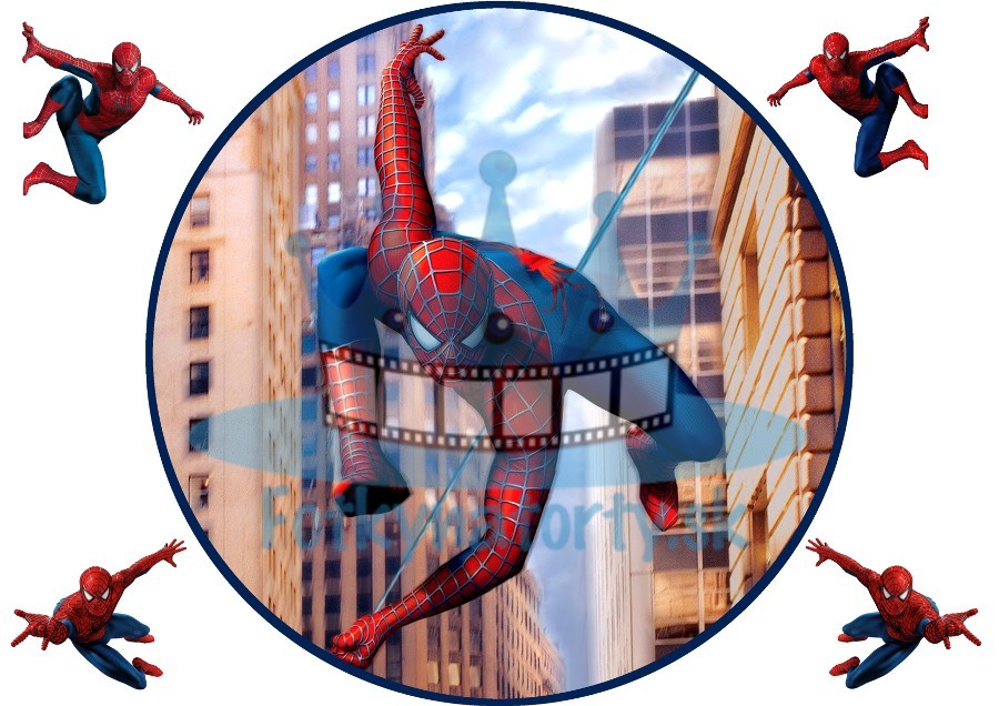 Spiderman v tvare kruh - jedlý obrázok / oblátka na tortu / jedlé obrázky / Fotky na torty /