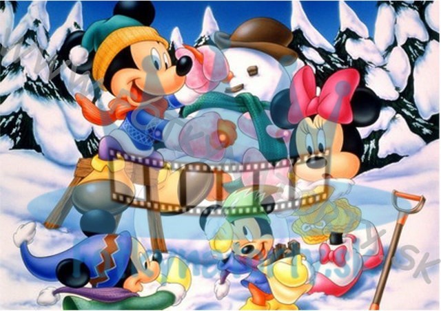Mickey&Minnie Vianoce  - jedlý obrázok/ oblátka na tortu