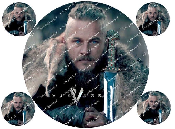 Vikingovia Ragnar Lothbrok jedlý obrázok - kruh s dekoráciami