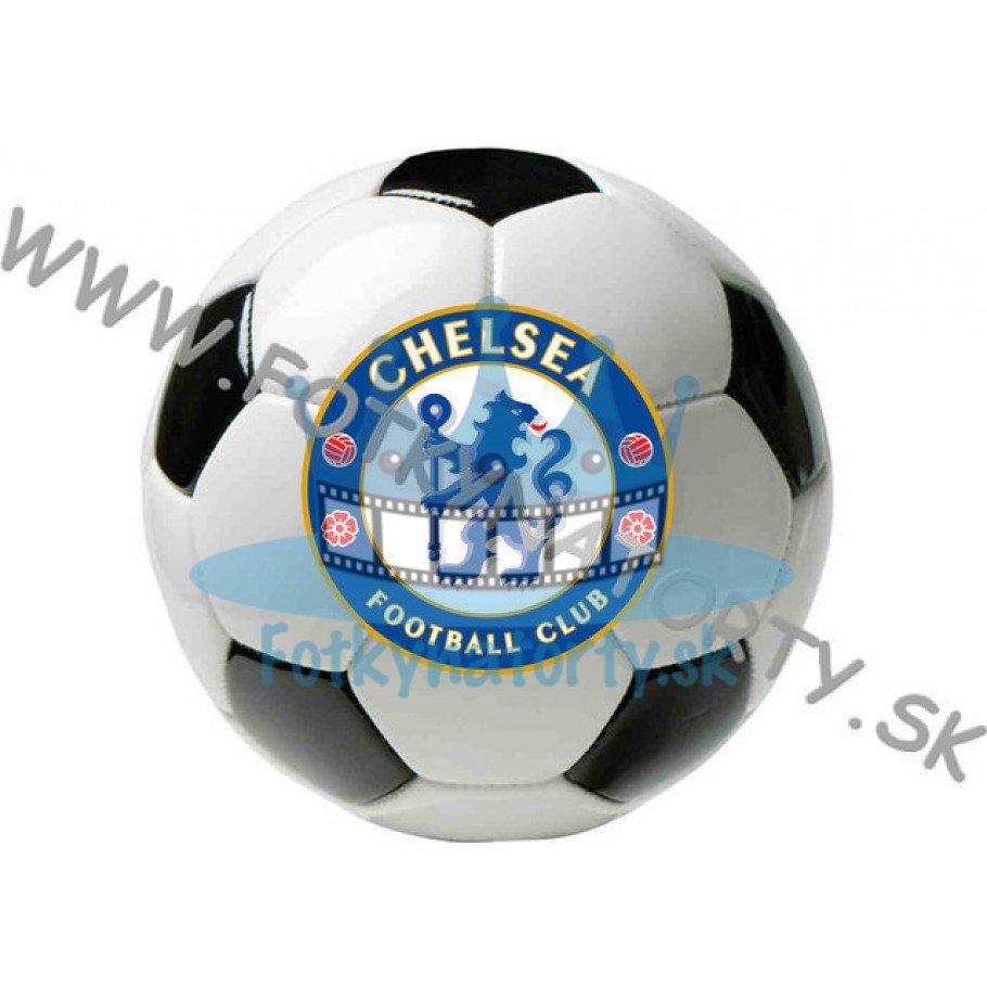 FC Chelsea logo vo fitbalovej lopte - kruh - jedlý obrázok/ oblátka na tortu / Fotky na tortu