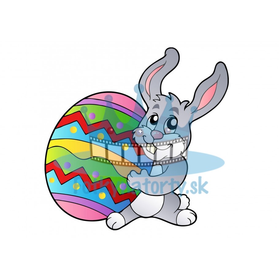 Veľkonočný kreslený zajačik s kraslicou