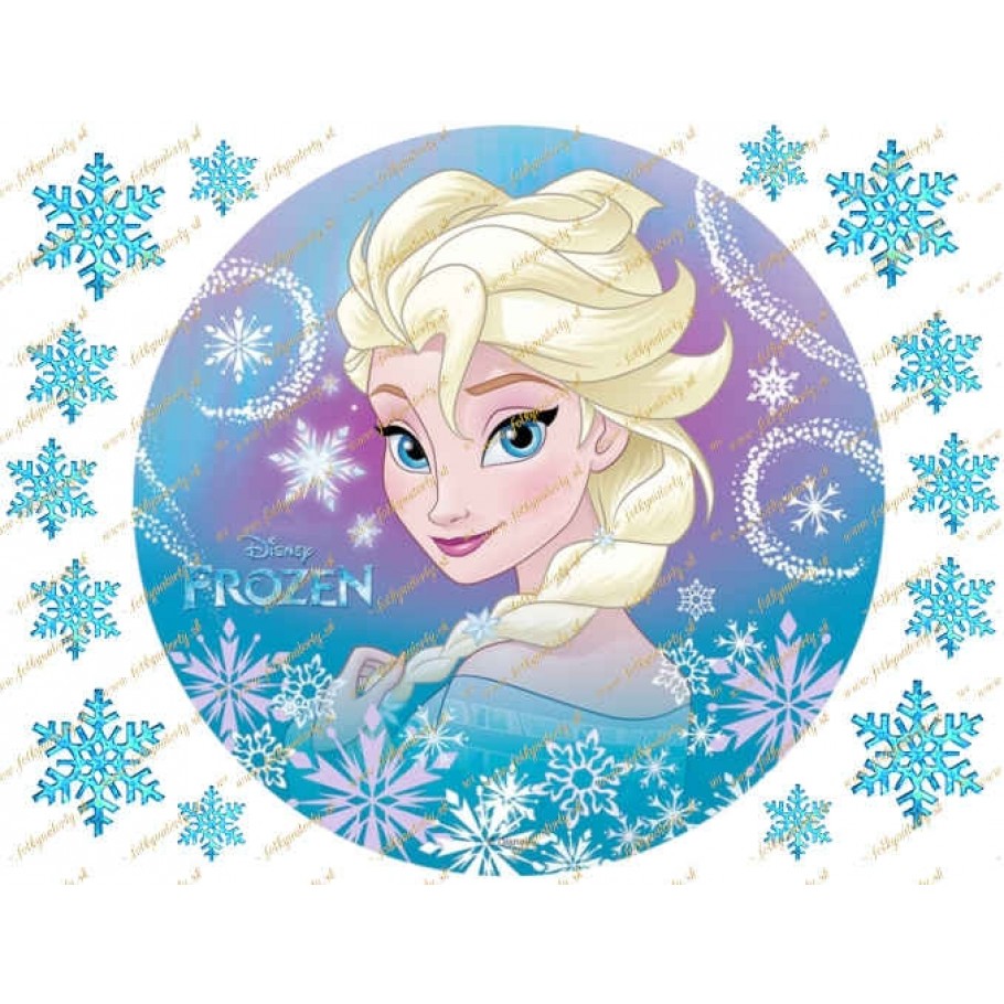 Jedlý obrázok na tortu Frozen Elsa so snehovými vločkami