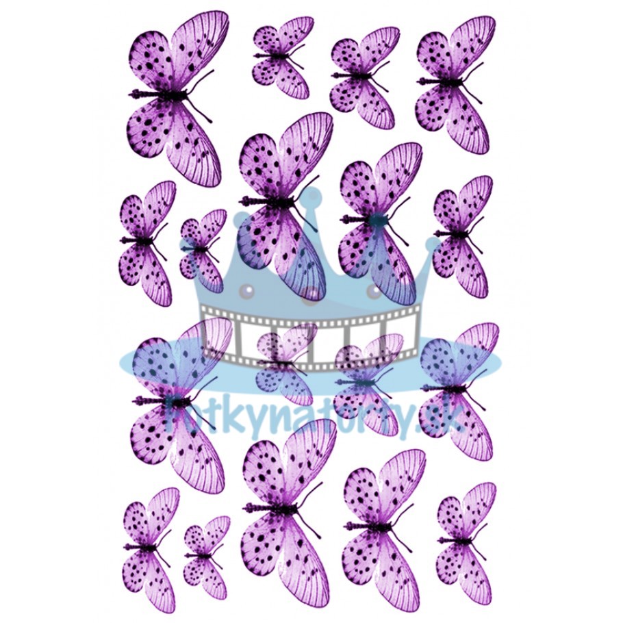 Jedlé obrázky motýle fialové - dekorácie na muffiny, na tortu, zákusky- 18 ks