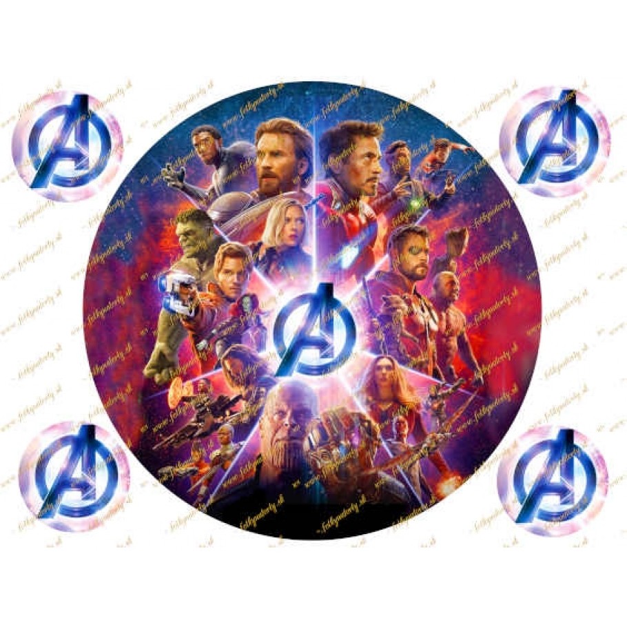 Okrúhly jedlý obrázok na tortu - Avengers