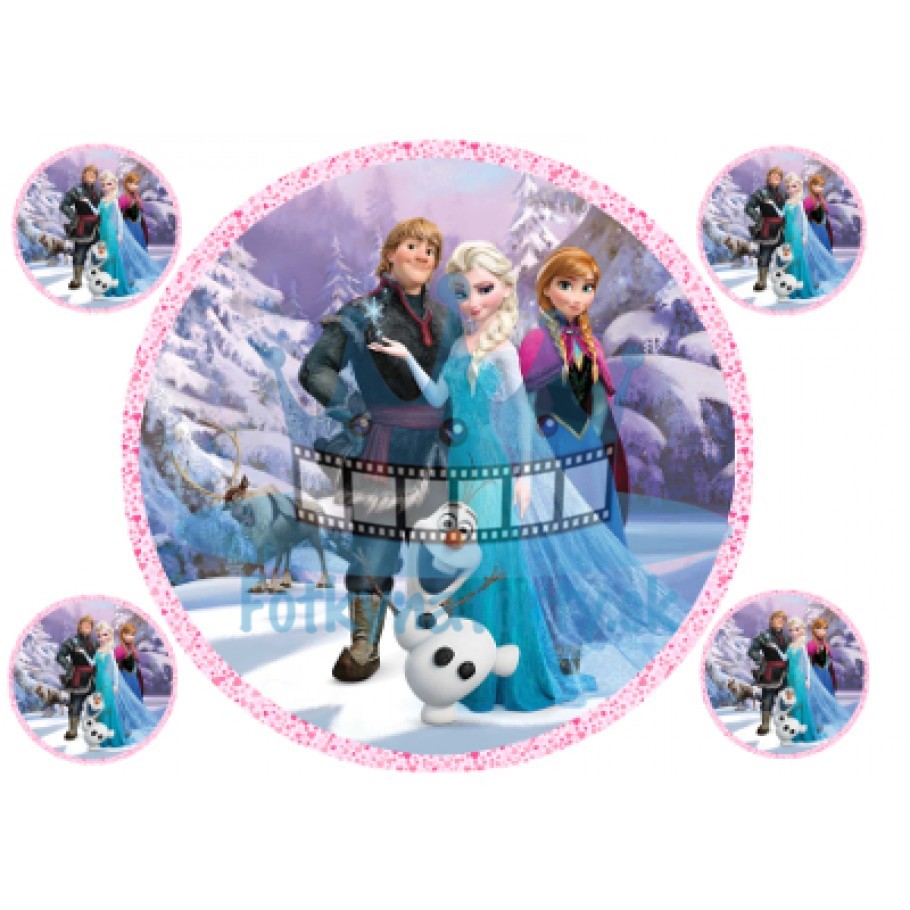 Elsa a Anna Olaf Sven Kristof Frozen ľadové kráľovstvo - jedlá tortová oblátka / na tortu / jedlý tortový obrázok/ Fotky na torty / jedlé obrázky