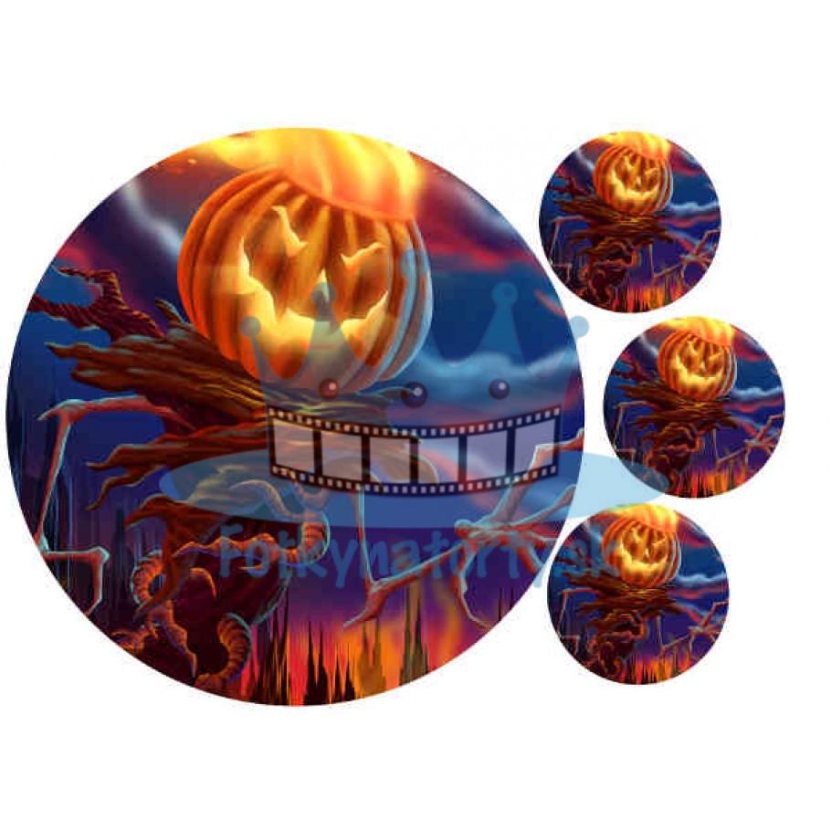 Halloween - Strašidelná Tekvica - jedlý obrázok / oblátka na tortu 