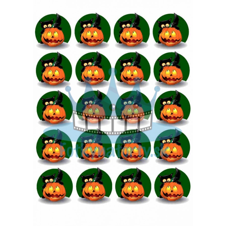 Halloweenske dekorácie - 20 ks - jedlé dekorácie na zákusky, medovníčky, muffiny a cupcakes