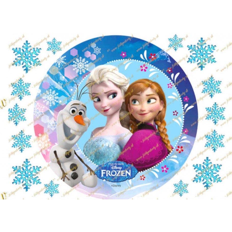 Jedlý obrázok na tortu Frozen Anna, Elsa a Olaf