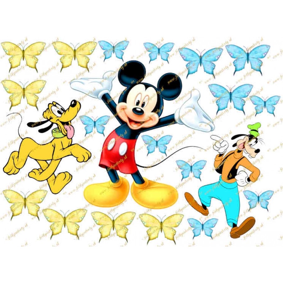 Jedlý obrázok na tortu Disney Mickey Mouse a kamaráti Goofy a Pluto