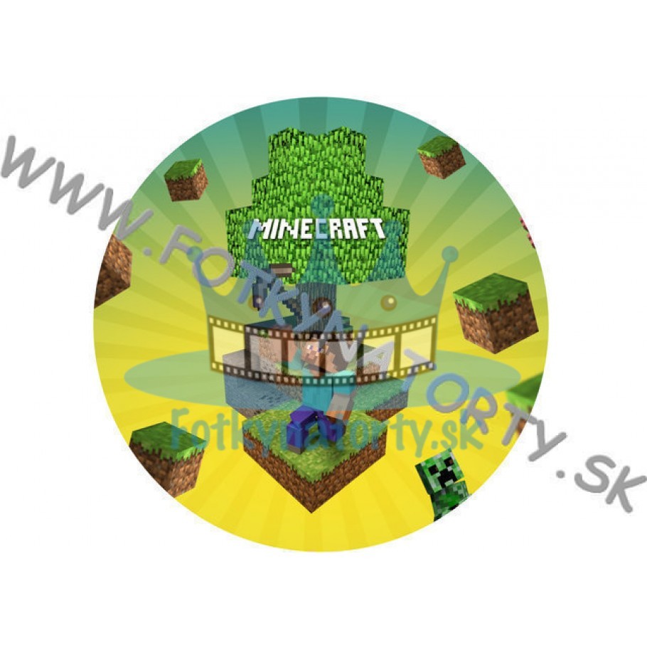 Minecraft II. - jedlý obrázok na tortu, tvar: kruh/ jedlé obrázky / Fotky na torty / jedlá tlač