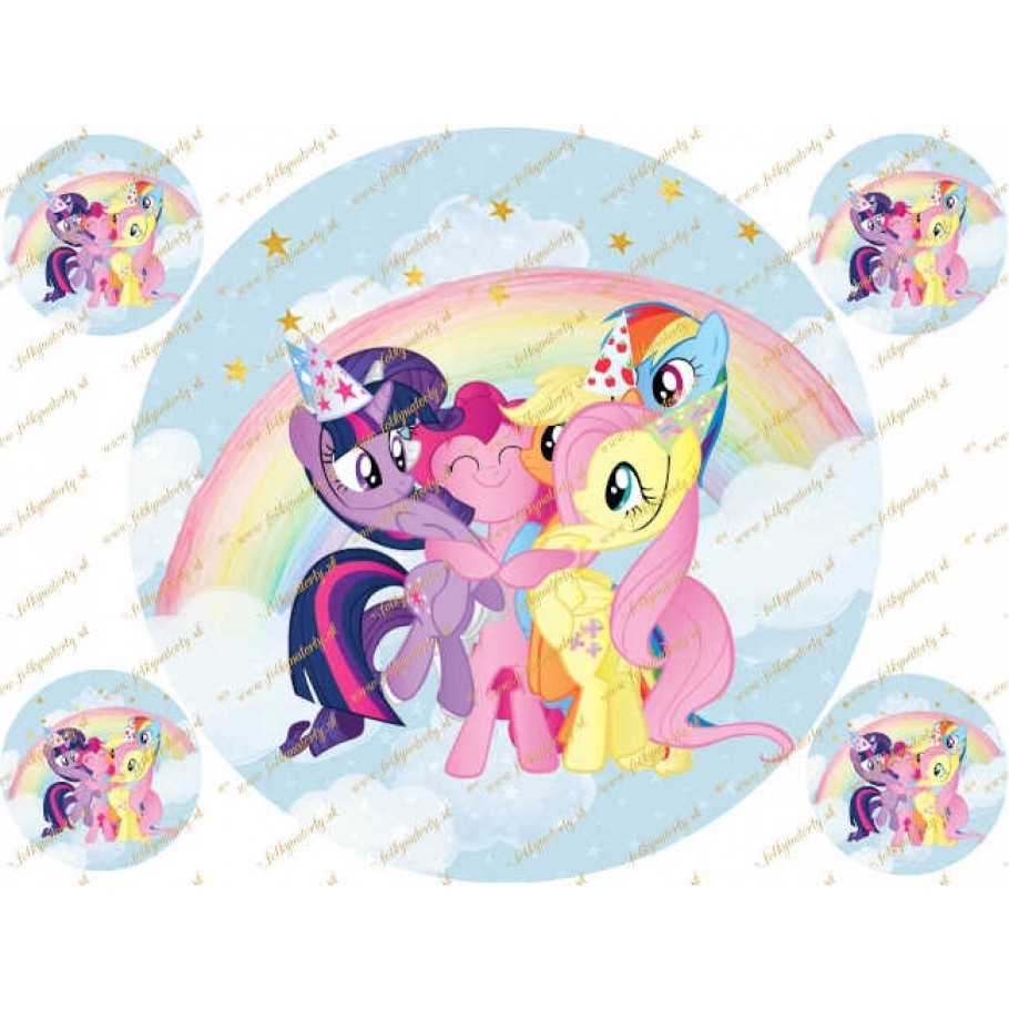 Okrúhly  jemný jedlý obrázok na tortu My Little Pony - kruh