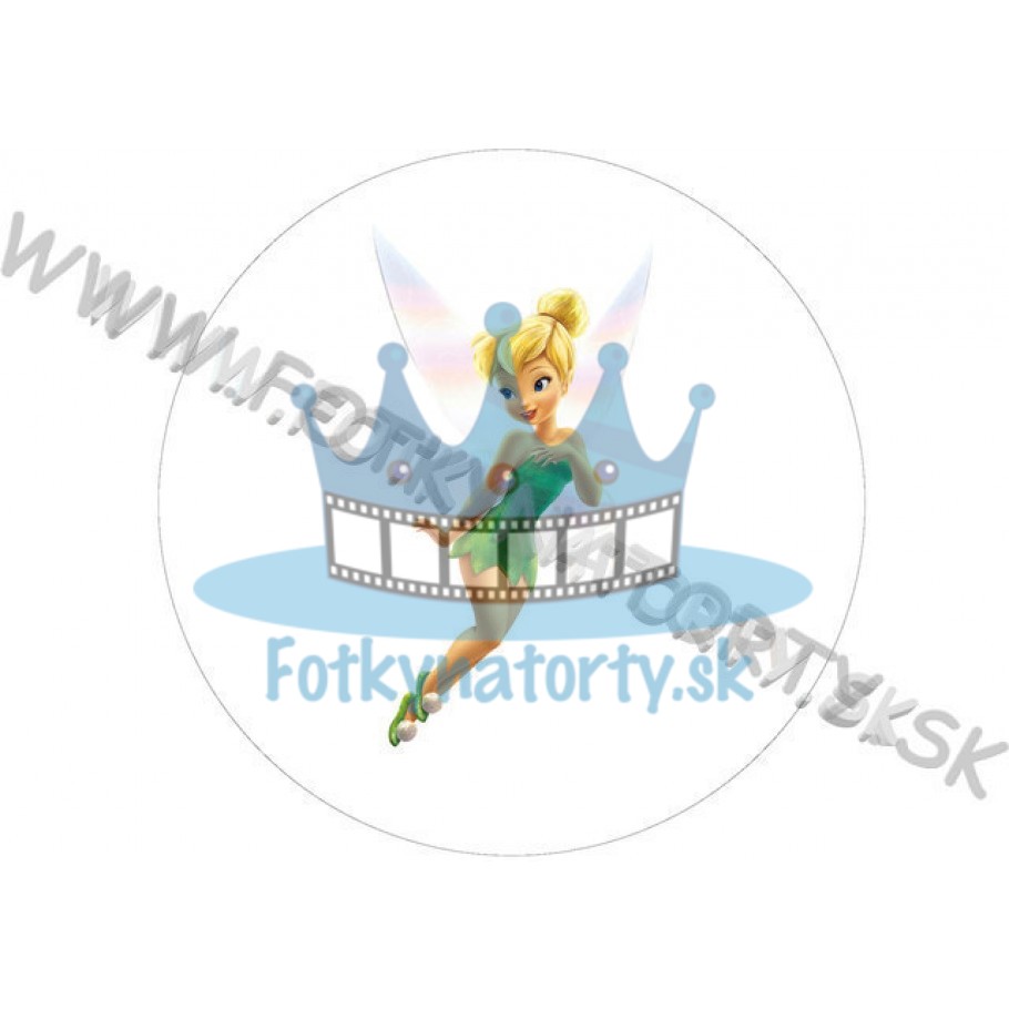 Tinker Bell víla - okrúhly jedlý obrázok/ oblátka na tortu